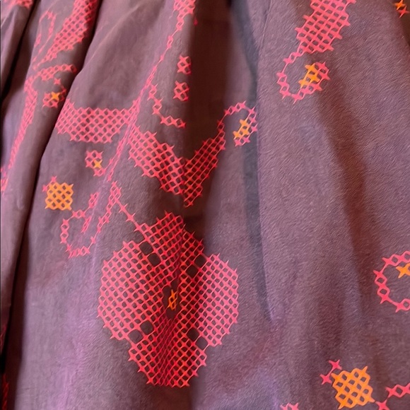 Purple Pleated A-Line Sundress with Puff Cap Sleeves - Picture 2 of 7